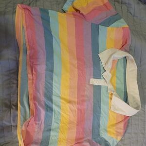 Rainbow striped cropped polo shirt